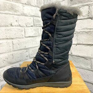 Sorel Whitney Lace Black Tall Faux Fur Trim Boot